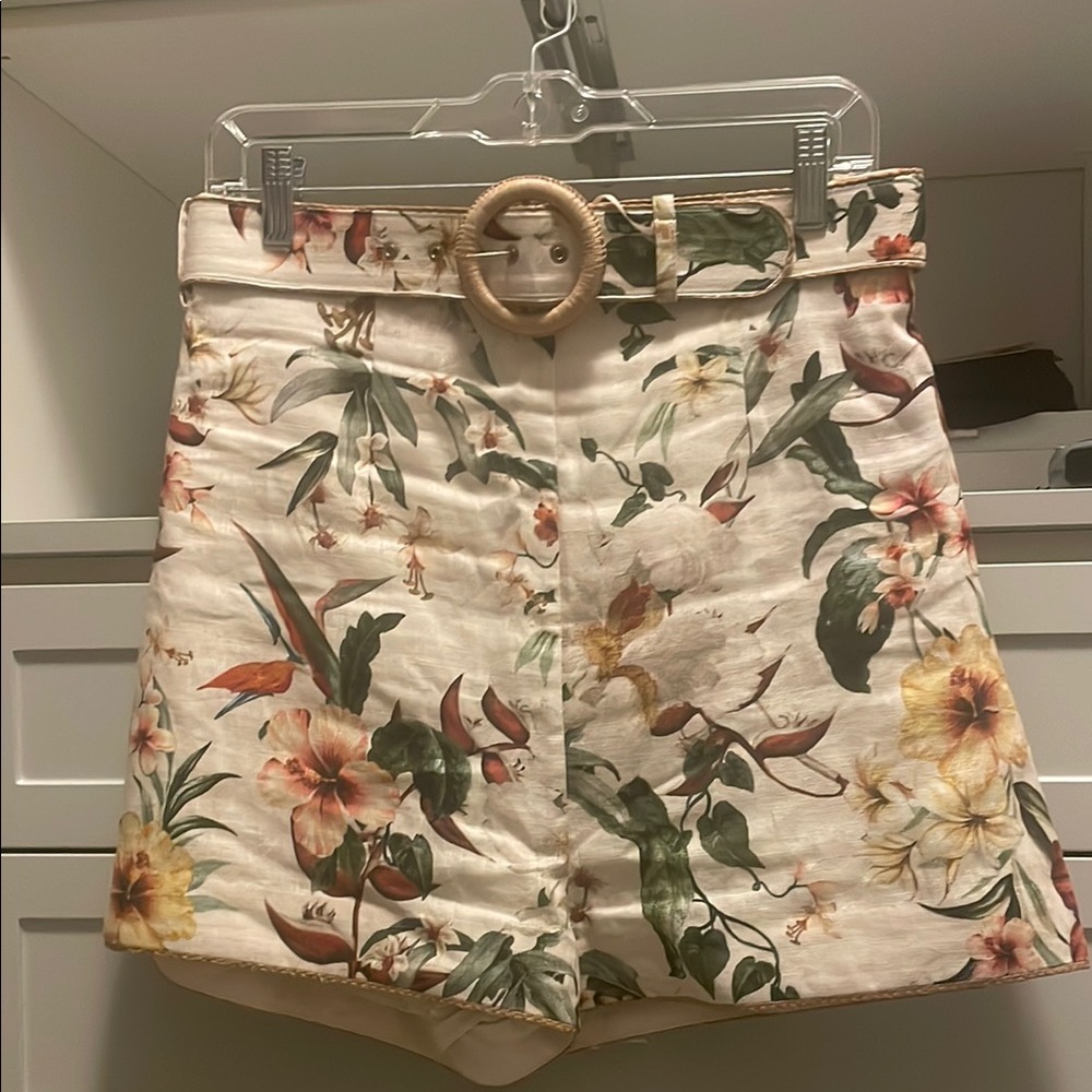 Zimmermann Raffia Linen Shorts